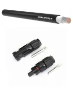 Cableworld 4mm Black PV Cable - 25M with 4 x MC4 Connectors